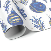 フェスティバルスタイリッシュクリスマスボーパターン（の模様が）あるブルブルー ラッピングペーパー (ロールコーナー)