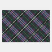 フェスティバルスタイリッシュダークパープル&グリーンプレイドパターン ラッピングペーパーシート (正面2)