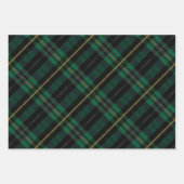 フェスティバルスタイリッシュダークフォレスト緑の格子模様 ラッピングペーパーシート (正面3)
