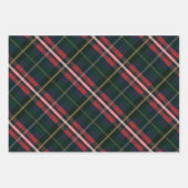 フェスティバルスタイリッシュダークレッド&グリーンプレイドパターン ラッピングペーパーシート (正面3)