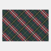 フェスティバルスタイリッシュダークレッド&グリーンプレイドパターン ラッピングペーパーシート (正面)