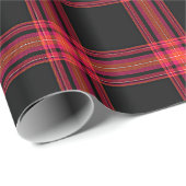 フェスティバルスタイリッシュブラック、レッド、イエローの格子模様 ラッピングペーパー (ロールコーナー)