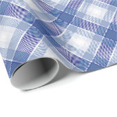 フェスティバルスタイリッシュブルー&ホワイトタータンチェックパターン ラッピングペーパー (ロールコーナー)