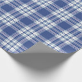 フェスティバルスタイリッシュライトブルー&ホワイトプレイドパターン ラッピングペーパー (角)