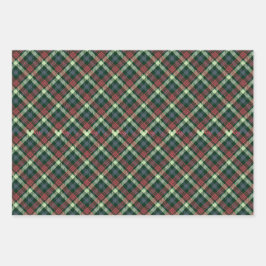 フェスティバルスタイリッシュ数々のダークカラー格子模様 ラッピングペーパーシート