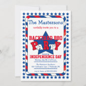 フェスティバルスターとストライプ愛国的7月4日BBQ I 招待状 (正面)