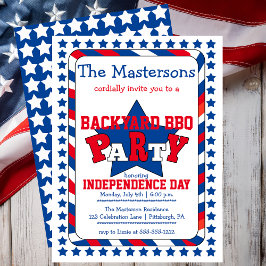 フェスティバルスターとストライプ愛国的7月4日BBQ I 招待状