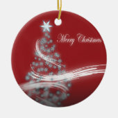 フェスティバルスターシックなクリスマスエバーグリーン セラミックオーナメント (正面)