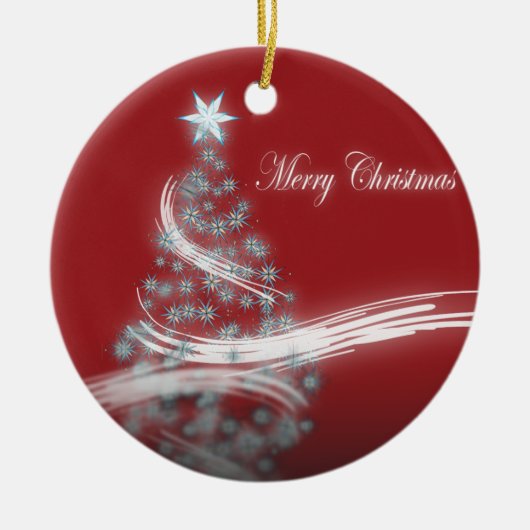 フェスティバルスターシックなクリスマスエバーグリーン セラミックオーナメント (正面)