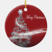 フェスティバルスターシックなクリスマスエバーグリーン セラミックオーナメント (裏面)