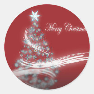 フェスティバルスターシックなクリスマスエバーグリーン ラウンドシール