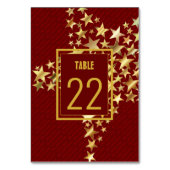 フェスティバルスターズホリデー恵みカスタマイズ可能な赤 テーブルナンバー (裏面)