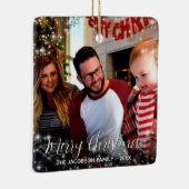 フェスティバルスターズメリークリスマスフォトホリデー セラミックオーナメント (右)