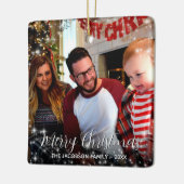 フェスティバルスターズメリークリスマスフォトホリデー セラミックオーナメント (左)