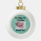 フェスティバルスターパーソナライズされたズ1ベビー写真 セラミックボールオーナメント (正面)