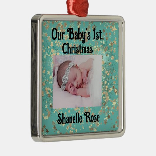 フェスティバルスターパーソナライズされたズ1ベビー写真 メタルオーナメント (右)