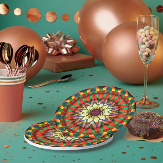 フェスティバルスターフラクタルデザイン紙プレート ペーパープレート (複数)