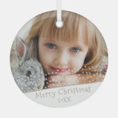 フェスティバルスターメリークリスマスファミリーキープサケ写真 ガラスオーナメント (正面)