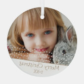 フェスティバルスターメリークリスマスファミリーキープサケ写真 ガラスオーナメント (裏面)