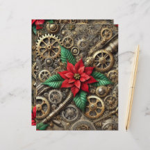 フェスティバルスチームパンクパイプとポインセチア付きギア