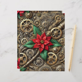 フェスティバルスチームパンクパイプとポインセチア付きギア