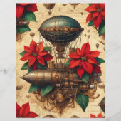 フェスティバルスチームパンク飛行船とポインセチア花模様 (正面)