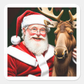 フェスティバルステッカー:サンタクロースとムース魔法 スクエアシール (正面)