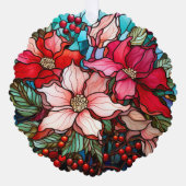 フェスティバルステンドグラスのクリスマスポインセチア オーナメントカード (正面)