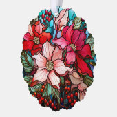 フェスティバルステンドグラスのクリスマスポインセチア オーナメントカード (左)