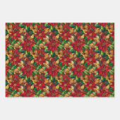 フェスティバルステンドグラスのポインセチア模様 ラッピングペーパーシート (正面3)