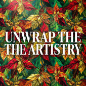 フェスティバルステンドグラスのポインセチア模様 ラッピングペーパーシート