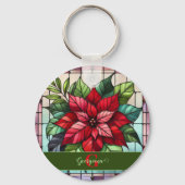 フェスティバルステンドグラスパーソナライズされたポインセチア キーホルダー (裏面)