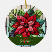 フェスティバルステンドグラスパーソナライズされたポインセチア セラミックオーナメント (正面)