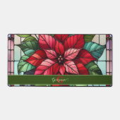 フェスティバルステンドグラスパーソナライズされたポインセチア デスクマット (正面)