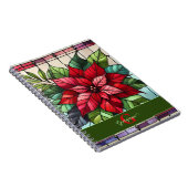 フェスティバルステンドグラスパーソナライズされたポインセチア ノートブック (右側)
