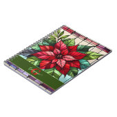 フェスティバルステンドグラスパーソナライズされたポインセチア ノートブック (左側)