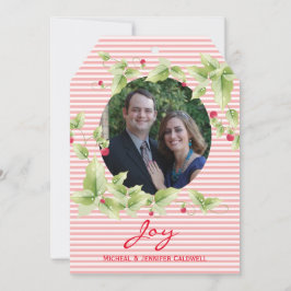 フェスティバルストライプとベリーフォトホリデーカード シーズンカード