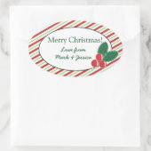 フェスティバルストライプとホリー 楕円形シール (バッグ)