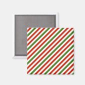 フェスティバルストライプのクリスマスのは赤と緑。 マグネット (正面/裏面)
