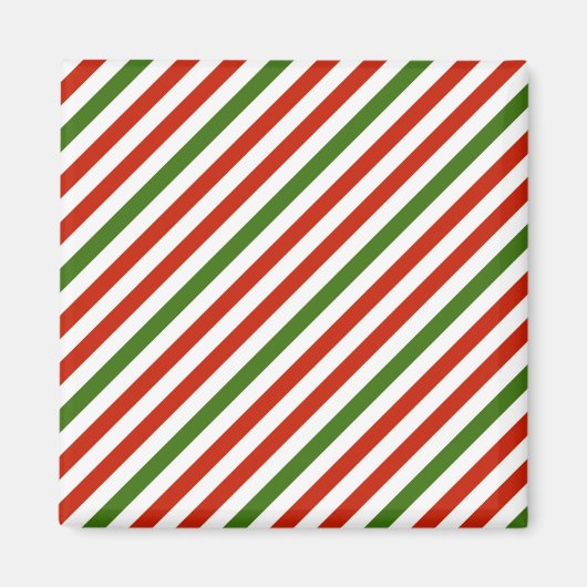 フェスティバルストライプのクリスマスのは赤と緑。 マグネット (正面)