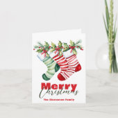 フェスティバルストライプのストッキングと緑 カード (正面)