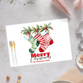 フェスティバルストライプのストッキングクリスマス紙ランチョンマット ペーパーパッド