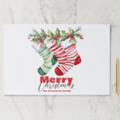 フェスティバルストライプのストッキングクリスマス紙ランチョンマット ペーパーパッド (インサイチュ)