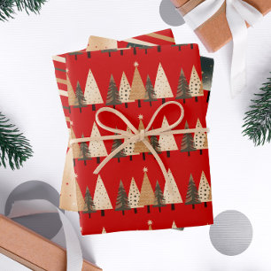 フェスティバルストライプクリスマスツリー ラッピングペーパーシート