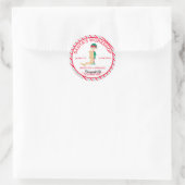 フェスティバルストライプサンタのワークショップ品質管理 ラウンドシール (バッグ)