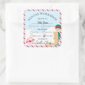 フェスティバルストライプサンタズワークショップギフト スクエアシール (バッグ)