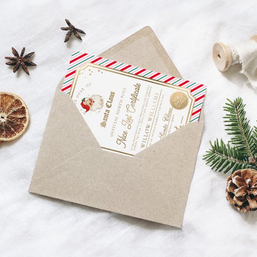 フェスティバルストライプニースリスト証明書箔カード 箔招待状