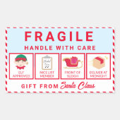 フェスティバルストライプレッドサンタのワークショップもろい 長方形シール (正面)