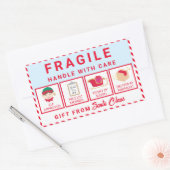 フェスティバルストライプレッドサンタのワークショップもろい 長方形シール (封筒)