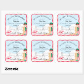 フェスティバルストライプレッドサンタのワークショップギフト スクエアシール (シート)